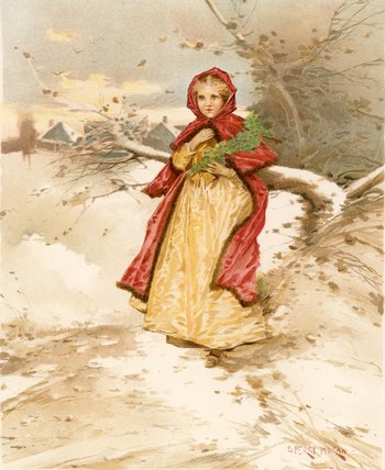 Wikioo.org - The Encyclopedia of Fine Arts - Painting, Artwork by Edward Percy Moran - A Colonial Red Riding Hood