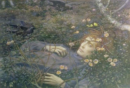 Wikioo.org - The Encyclopedia of Fine Arts - Painting, Artwork by Edward Robert Hughes - Oh What's That In The Hollow -