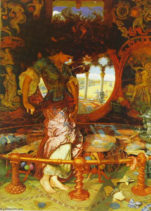 Wikoo.org - موسوعة الفنون الجميلة - اللوحة، العمل الفني Edward Robert Hughes - The Lady Of Shalott -