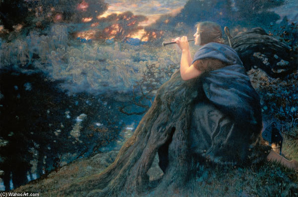 WikiOO.org - Encyclopedia of Fine Arts - Maľba, Artwork Edward Robert Hughes - Twilight Fantasies