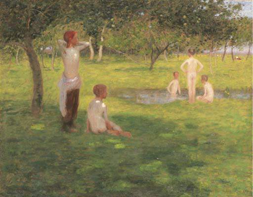Wikioo.org - The Encyclopedia of Fine Arts - Painting, Artwork by Edward William Stott - On A Summer Afternoon