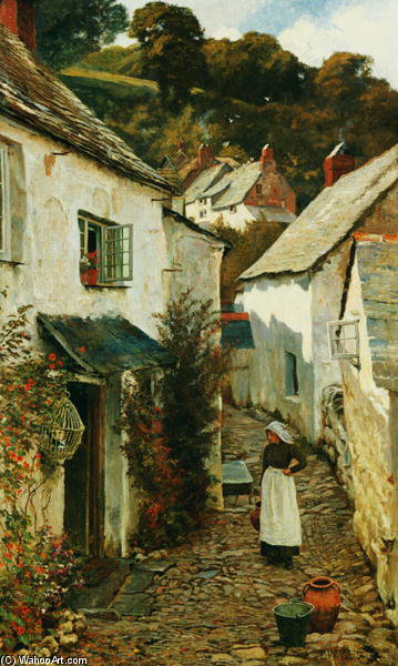 Wikioo.org - The Encyclopedia of Fine Arts - Painting, Artwork by Edward Wilkins Waite - A Street In Clovelly