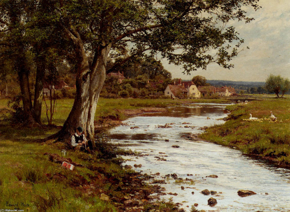Wikioo.org - The Encyclopedia of Fine Arts - Painting, Artwork by Edward Wilkins Waite - An Afternoons Fishing