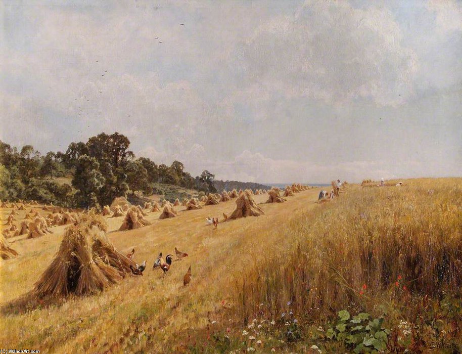 WikiOO.org - دایره المعارف هنرهای زیبا - نقاشی، آثار هنری Edward Wilkins Waite - Harvest In The Home Field