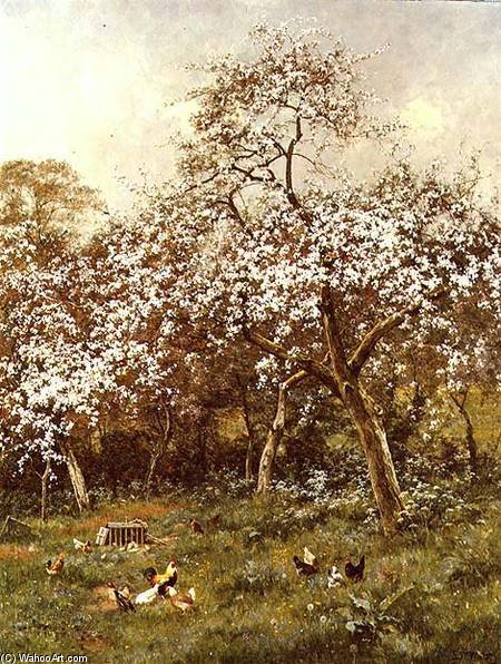 Wikioo.org - The Encyclopedia of Fine Arts - Painting, Artwork by Edward Wilkins Waite - In My Neighbour's Orchard
