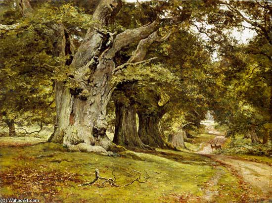 WikiOO.org - Εγκυκλοπαίδεια Καλών Τεχνών - Ζωγραφική, έργα τέχνης Edward Wilkins Waite - The Oak's Massive Trunk