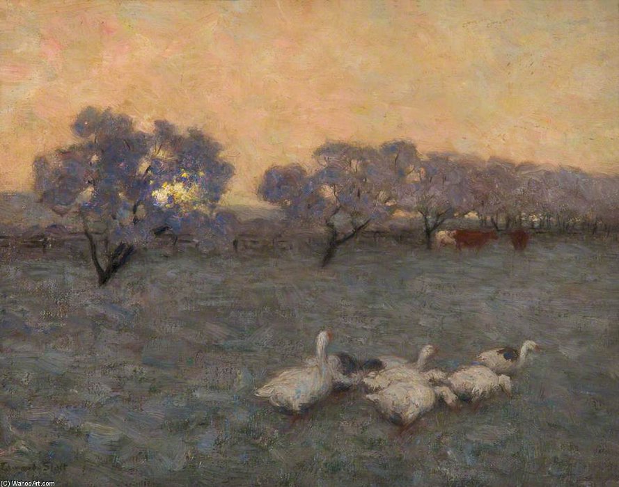 Wikioo.org - The Encyclopedia of Fine Arts - Painting, Artwork by Edward William Stott - Sunrise In Winter