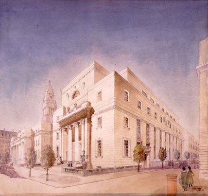 Wikioo.org - The Encyclopedia of Fine Arts - Painting, Artwork by Edwin Cooper - Elevation Of The Public Library, Marylebone Road