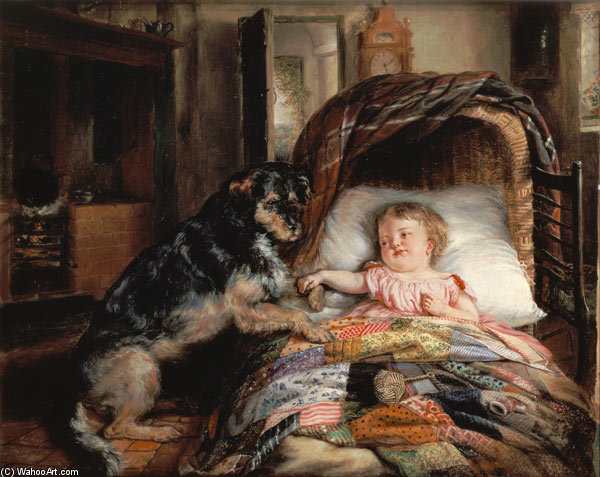 Wikioo.org - The Encyclopedia of Fine Arts - Painting, Artwork by Edwin Frederick Holt - Guarding Baby