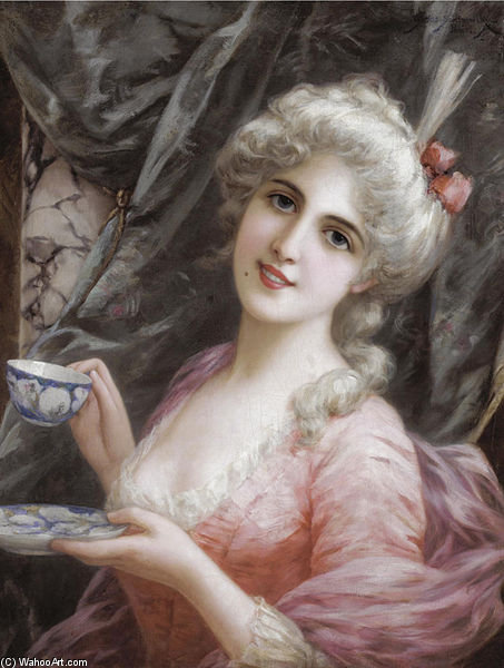 Wikioo.org - The Encyclopedia of Fine Arts - Painting, Artwork by Emile Eisman Semenowsky - Tea-time