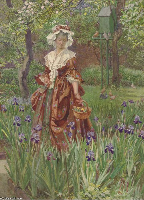 Wikioo.org - The Encyclopedia of Fine Arts - Painting, Artwork by Eleanor Fortescue Brickdale - Wandering Through The Irises