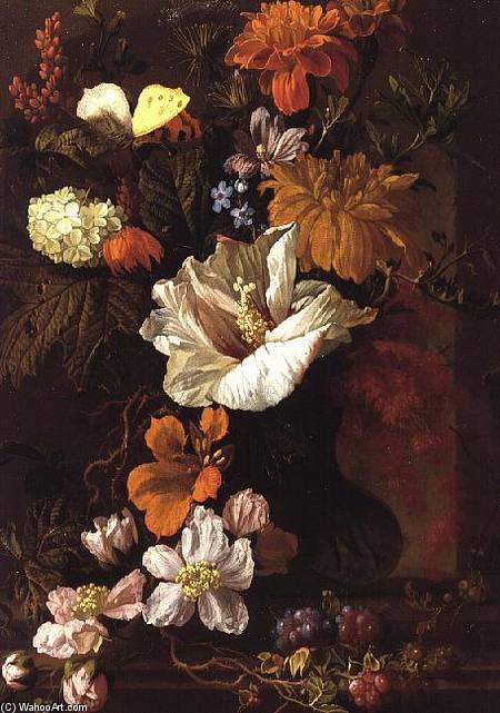 Wikioo.org - The Encyclopedia of Fine Arts - Painting, Artwork by Elias Van Den Broeck - Still Life Of Flowers (panel)