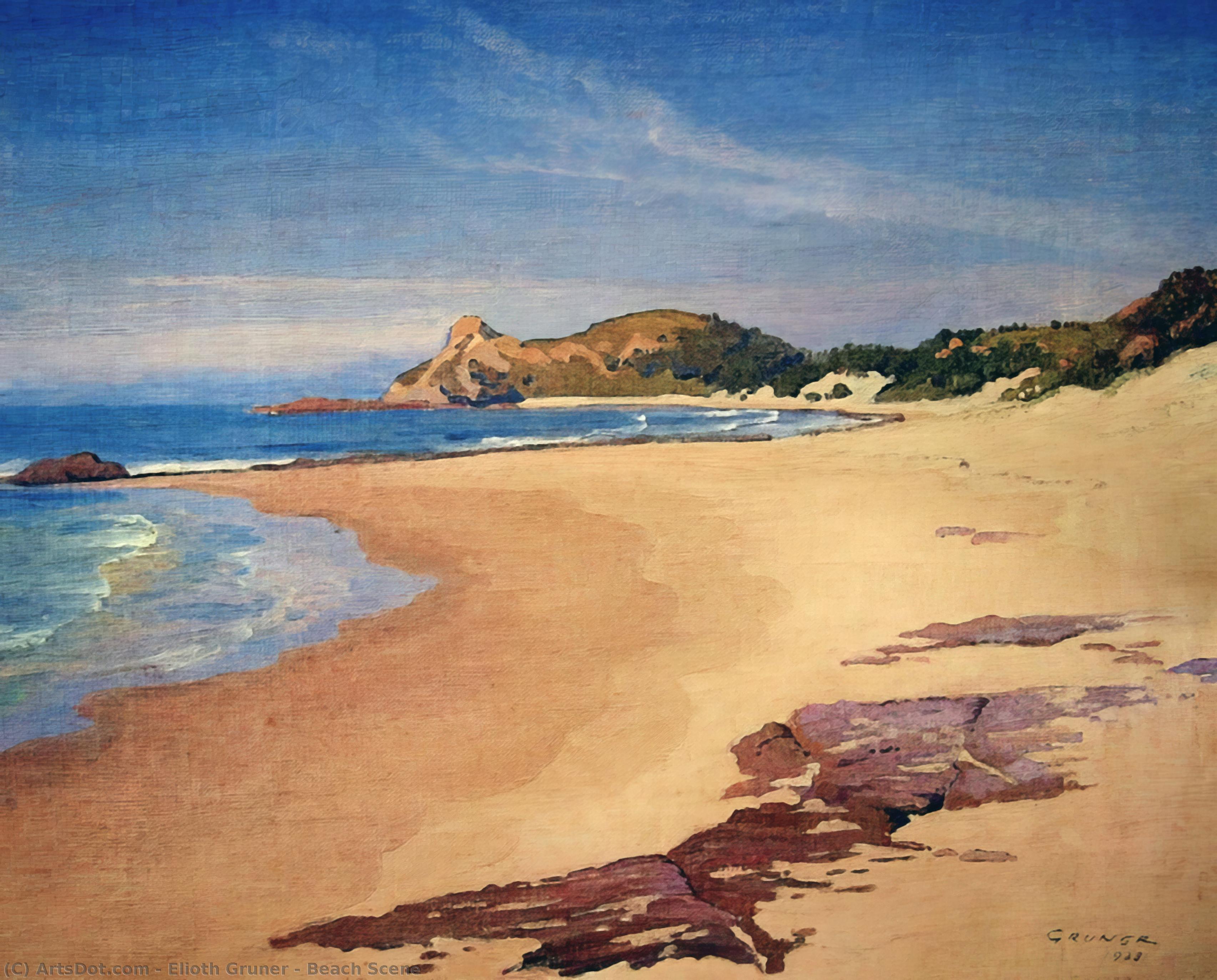 Wikioo.org – L'Encyclopédie des Beaux Arts - Peinture, Oeuvre de Elioth Gruner - scène de plage -