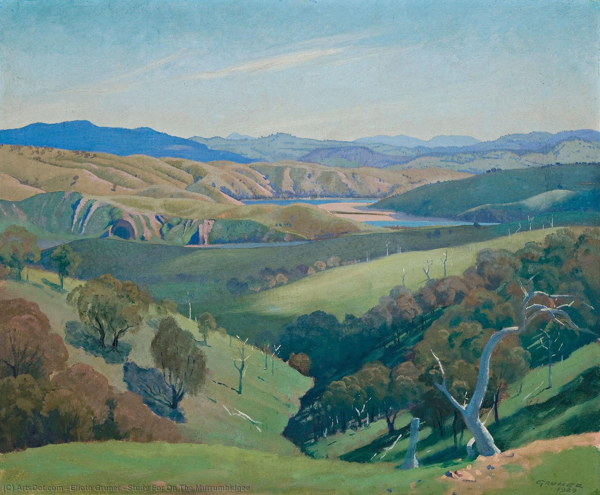 WikiOO.org - Encyclopedia of Fine Arts - Maleri, Artwork Elioth Gruner - Study For On The Murrumbidgee
