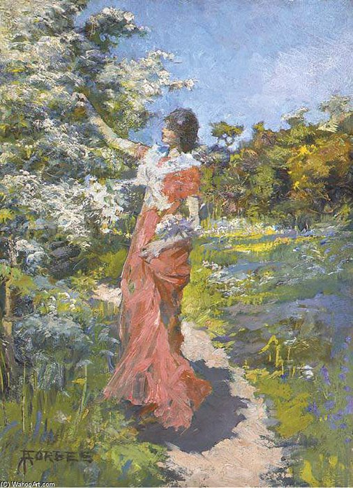 WikiOO.org - Enciklopedija dailės - Tapyba, meno kuriniai Elizabeth Adela Stanhope Forbes - Picking Blossom