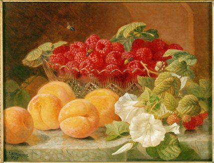 Wikioo.org - The Encyclopedia of Fine Arts - Painting, Artwork by Eloise Harriet Stannard - Bowl Of Raspberries And Peaches