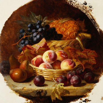 Wikioo.org - The Encyclopedia of Fine Arts - Painting, Artwork by Eloise Harriet Stannard - Peaches, Plums, Pears And Pineapple