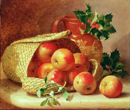 Wikioo.org - The Encyclopedia of Fine Arts - Painting, Artwork by Eloise Harriet Stannard - Still Life With Holly And Mistletoe