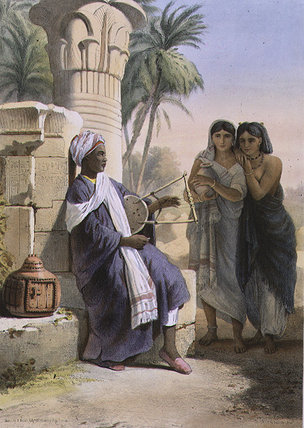 Wikioo.org - The Encyclopedia of Fine Arts - Painting, Artwork by Émile Prisse D'avennes - A Berber Playing The Kissar To Women Of The Same