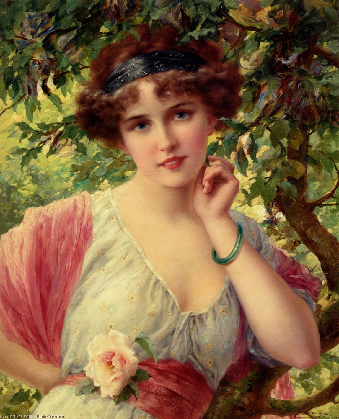 Wikioo.org - The Encyclopedia of Fine Arts - Painting, Artwork by Emile Vernon - A Summer Rose