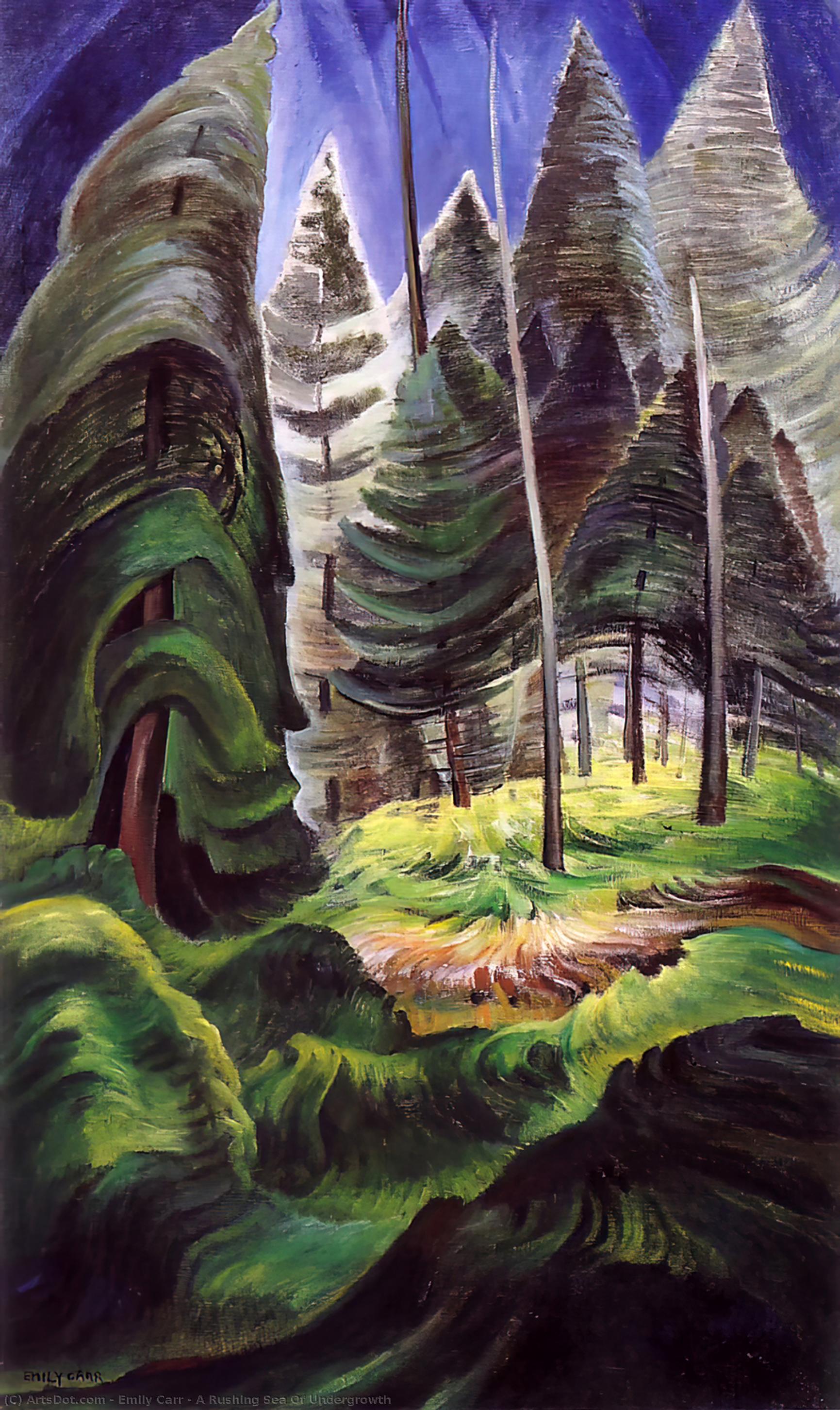 Wikioo.org - The Encyclopedia of Fine Arts - Painting, Artwork by Emily Carr - A Rushing Sea Of Undergrowth