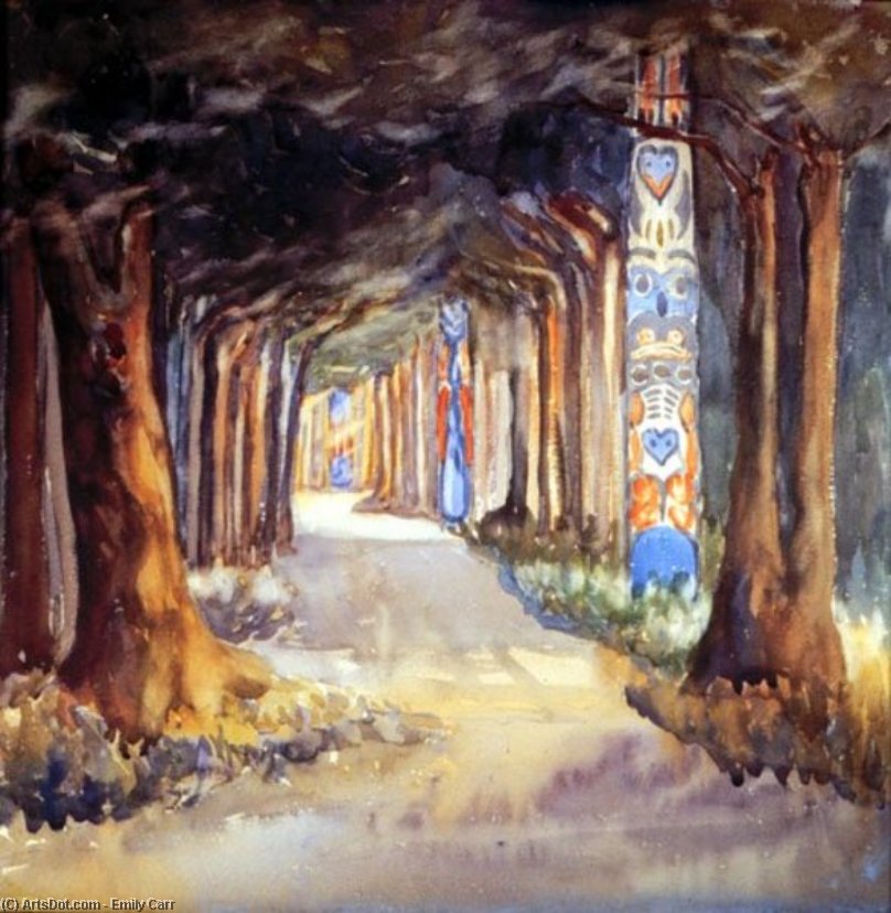 WikiOO.org - Encyclopedia of Fine Arts - Maalaus, taideteos Emily Carr - Totem Walk At Sitka