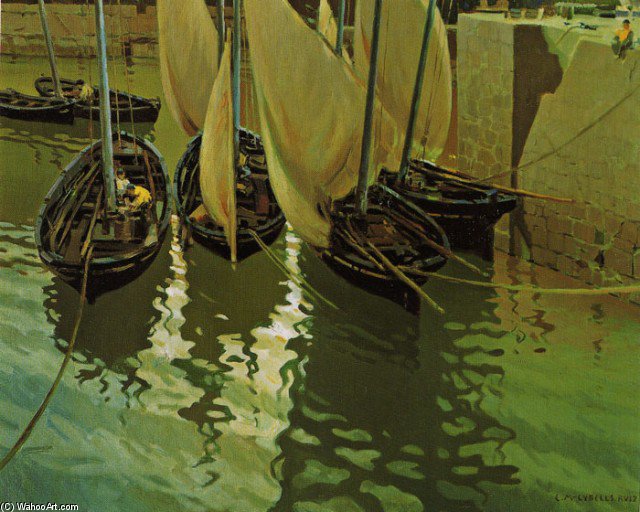 WikiOO.org - Enciklopedija dailės - Tapyba, meno kuriniai Enrique Martinez Cubells - Boats