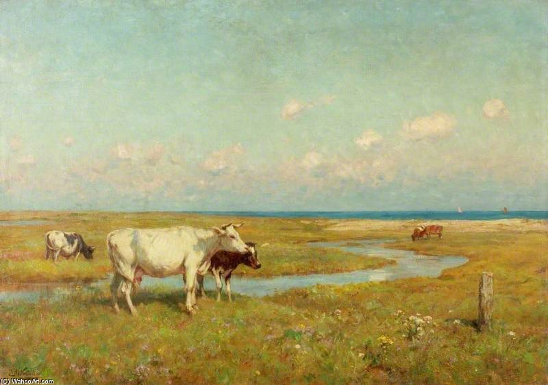 Wikioo.org - The Encyclopedia of Fine Arts - Painting, Artwork by Ernest Albert Waterlow - Suffolk Marshes