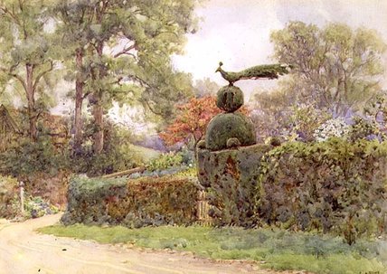 Wikioo.org - The Encyclopedia of Fine Arts - Painting, Artwork by Ernest Arthur Rowe - The Old Yew Hedge