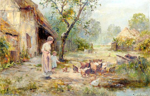 Wikioo.org - The Encyclopedia of Fine Arts - Painting, Artwork by Ernest Charles Walbourn - Feeding The Duck -