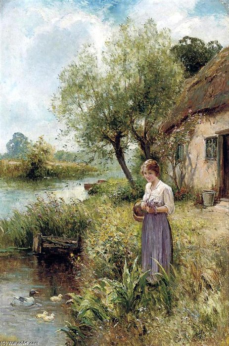 Wikioo.org - The Encyclopedia of Fine Arts - Painting, Artwork by Ernest Charles Walbourn - Feeding The Ducks
