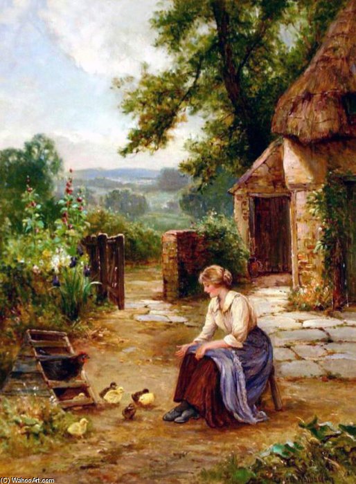 Wikioo.org - The Encyclopedia of Fine Arts - Painting, Artwork by Ernest Charles Walbourn - In The Village