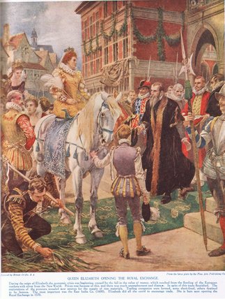 Wikioo.org - The Encyclopedia of Fine Arts - Painting, Artwork by Ernest Crofts - Queen Elizabeth I Opening The Royal Exchange
