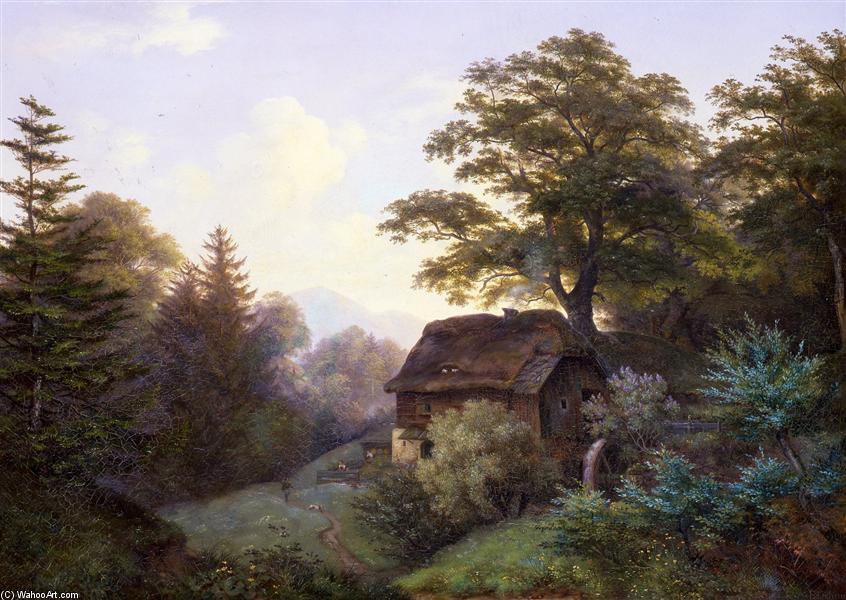 Wikioo.org - The Encyclopedia of Fine Arts - Painting, Artwork by Ernst Ferdinand Oehme - The Watermill