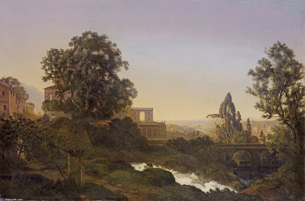 WikiOO.org - Encyclopedia of Fine Arts - Maleri, Artwork Ernst Ferdinand Oehme - Villa D'este In Tivoli