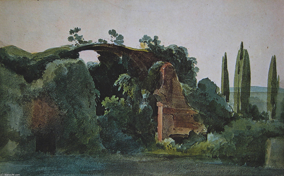 WikiOO.org - دایره المعارف هنرهای زیبا - نقاشی، آثار هنری Ernst Fries - Ruinen Der Villa Hadriana Bei Tivoli