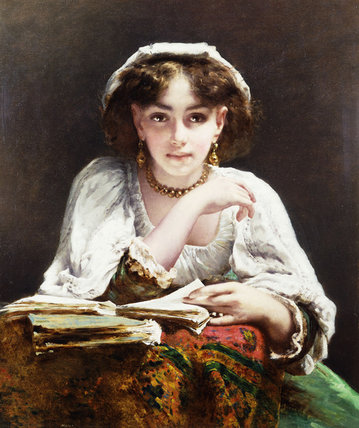Wikioo.org – La Enciclopedia de las Bellas Artes - Pintura, Obras de arte de Etienne Adolphe Piot - El Amor letras