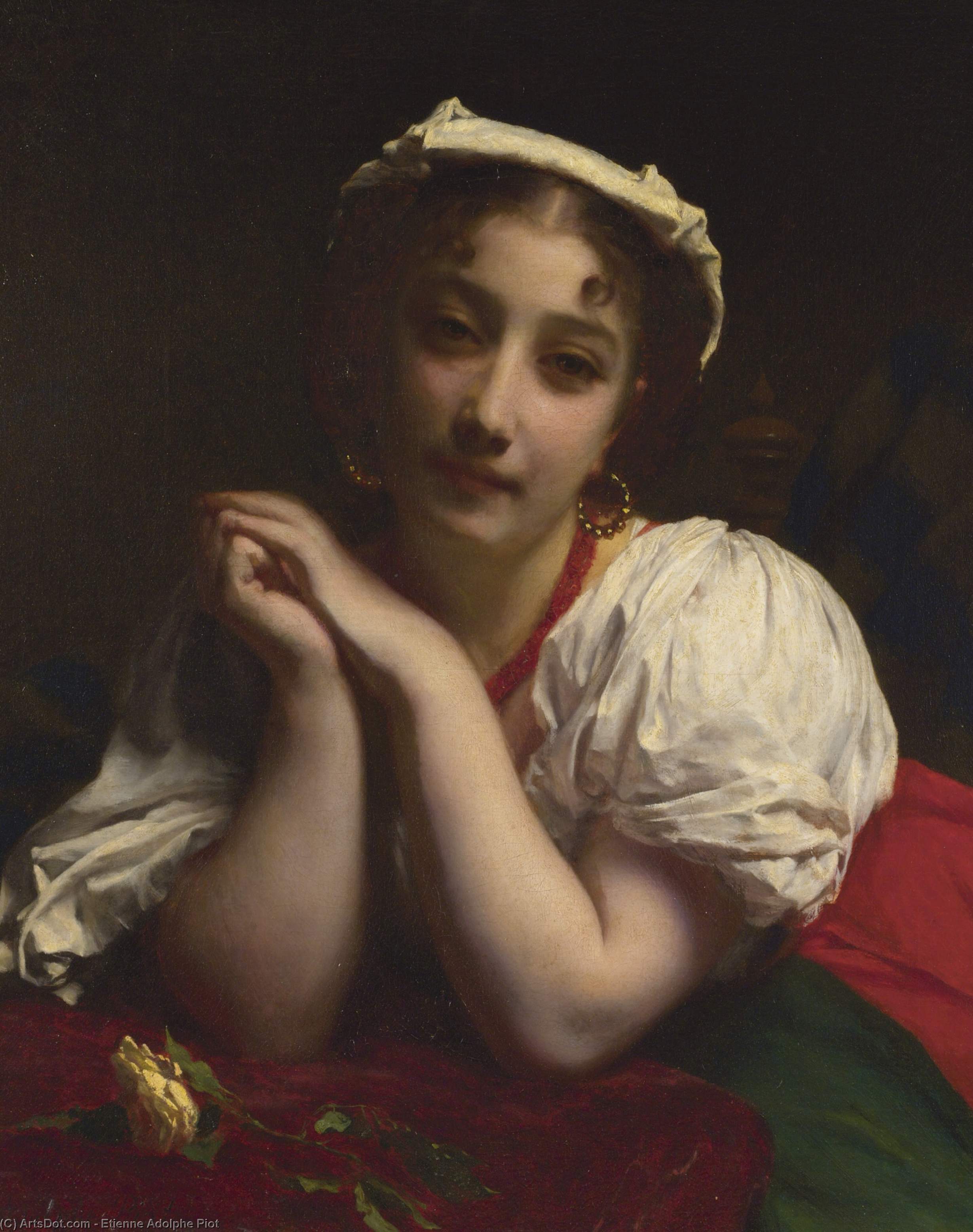 Wikioo.org – La Enciclopedia de las Bellas Artes - Pintura, Obras de arte de Etienne Adolphe Piot - joven italiana  mujer