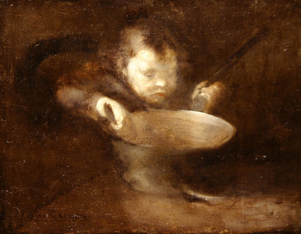 WikiOO.org - אנציקלופדיה לאמנויות יפות - ציור, יצירות אמנות Eugène Anatole Carrière - Child At The Saucepan