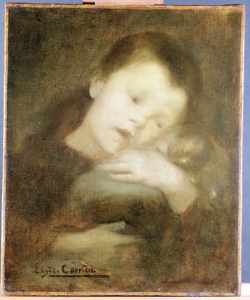 Wikioo.org – La Enciclopedia de las Bellas Artes - Pintura, Obras de arte de Eugène Anatole Carrière - niño con un muñeca