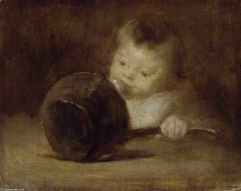 Wikioo.org – L'Encyclopédie des Beaux Arts - Peinture, Oeuvre de Eugène Anatole Carrière - Enfant Avec Une Casserole