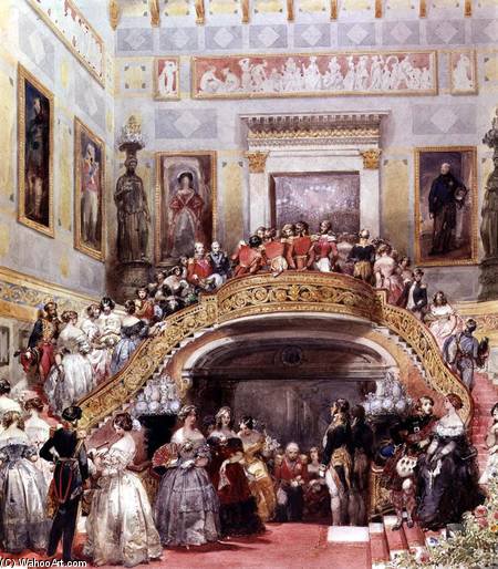 Wikioo.org – La Enciclopedia de las Bellas Artes - Pintura, Obras de arte de Eugene Louis Lami - declarar Pelota enteramente Palacio de Buckingham