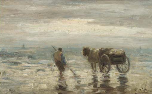 Wikioo.org – La Enciclopedia de las Bellas Artes - Pintura, Obras de arte de Evert Pieters - Un Shell-fisher en el Beach