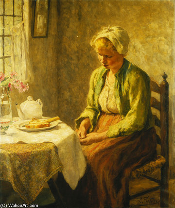 WikiOO.org - אנציקלופדיה לאמנויות יפות - ציור, יצירות אמנות Evert Pieters - Grace Before The Meal
