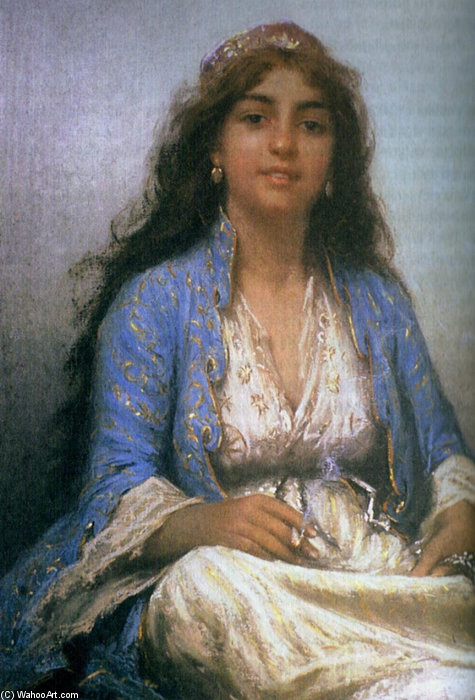 WikiOO.org - 백과 사전 - 회화, 삽화 Fausto Zonaro - A Young Lady -