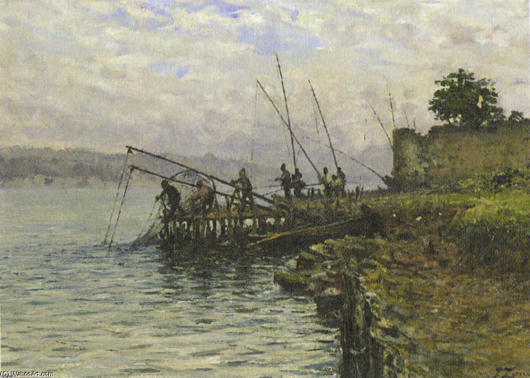 Wikioo.org - The Encyclopedia of Fine Arts - Painting, Artwork by Fausto Zonaro - Fishing -
