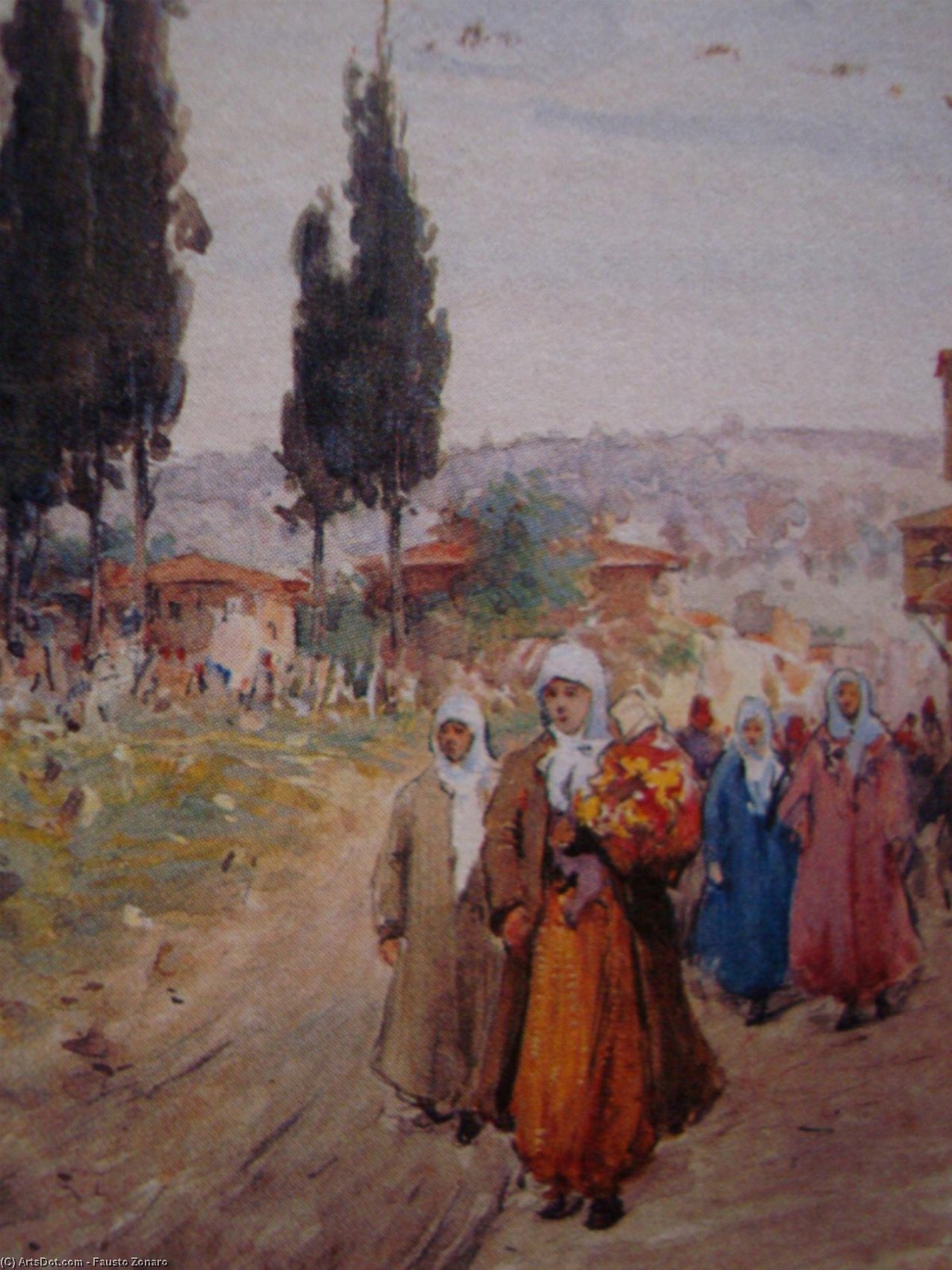 Wikioo.org – L'Enciclopedia delle Belle Arti - Pittura, Opere di Fausto Zonaro - camminare