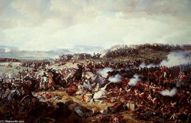 WikiOO.org - Encyclopedia of Fine Arts - Maľba, Artwork Henri Félix Emmanuel Philippoteaux - Cuirassiers Charging The Highlanders At The Battle Of Waterloo