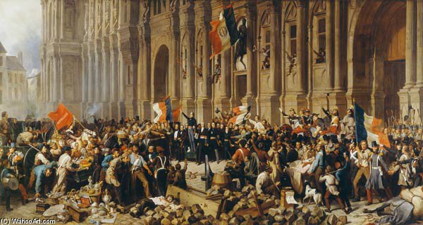 Wikioo.org – La Enciclopedia de las Bellas Artes - Pintura, Obras de arte de Henri Félix Emmanuel Philippoteaux - Lamartine rechaza la bandera roja