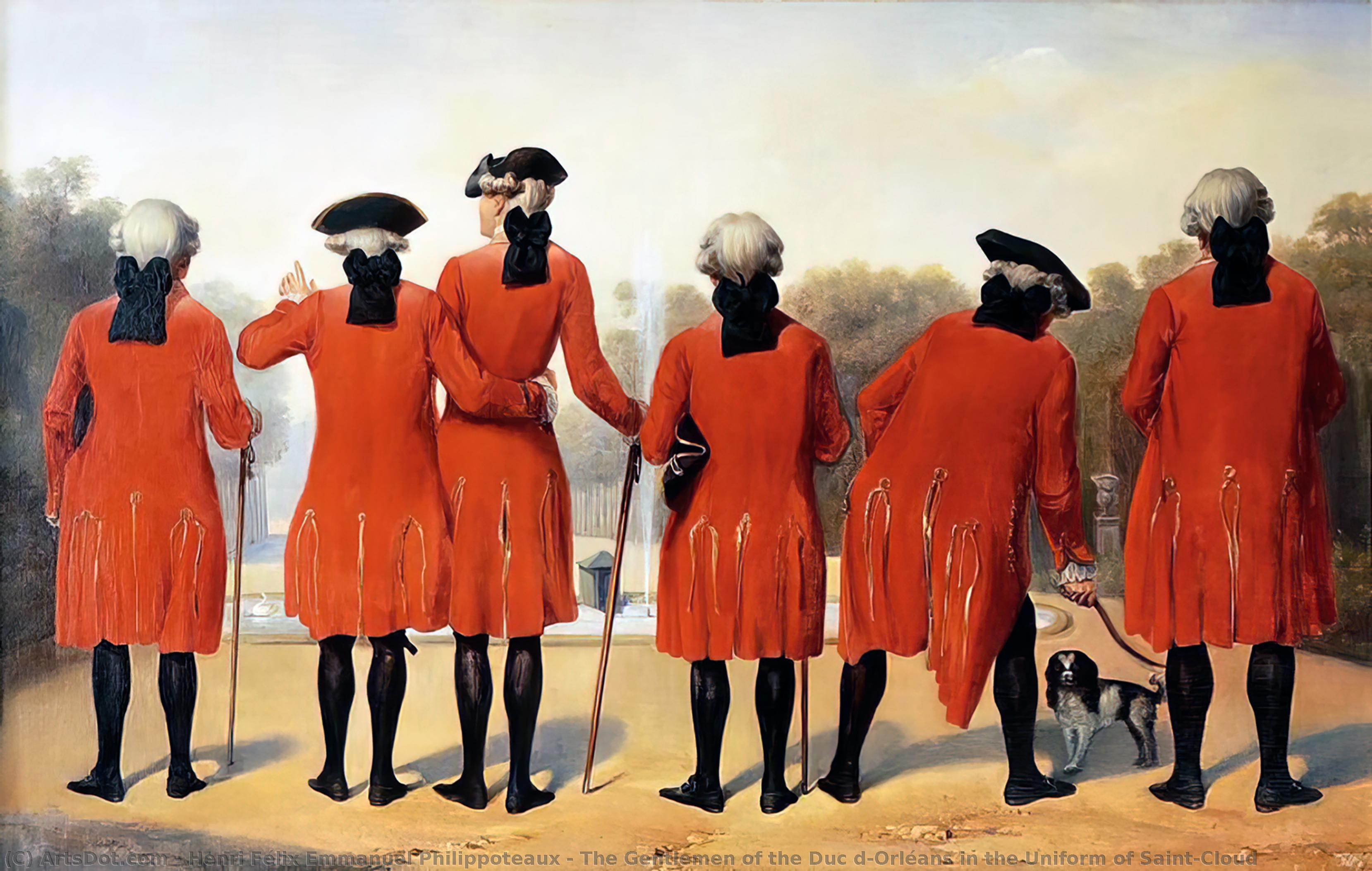 Wikioo.org - The Encyclopedia of Fine Arts - Painting, Artwork by Henri Félix Emmanuel Philippoteaux - The Gentlemen of the Duc d’Orléans in the Uniform of Saint-Cloud